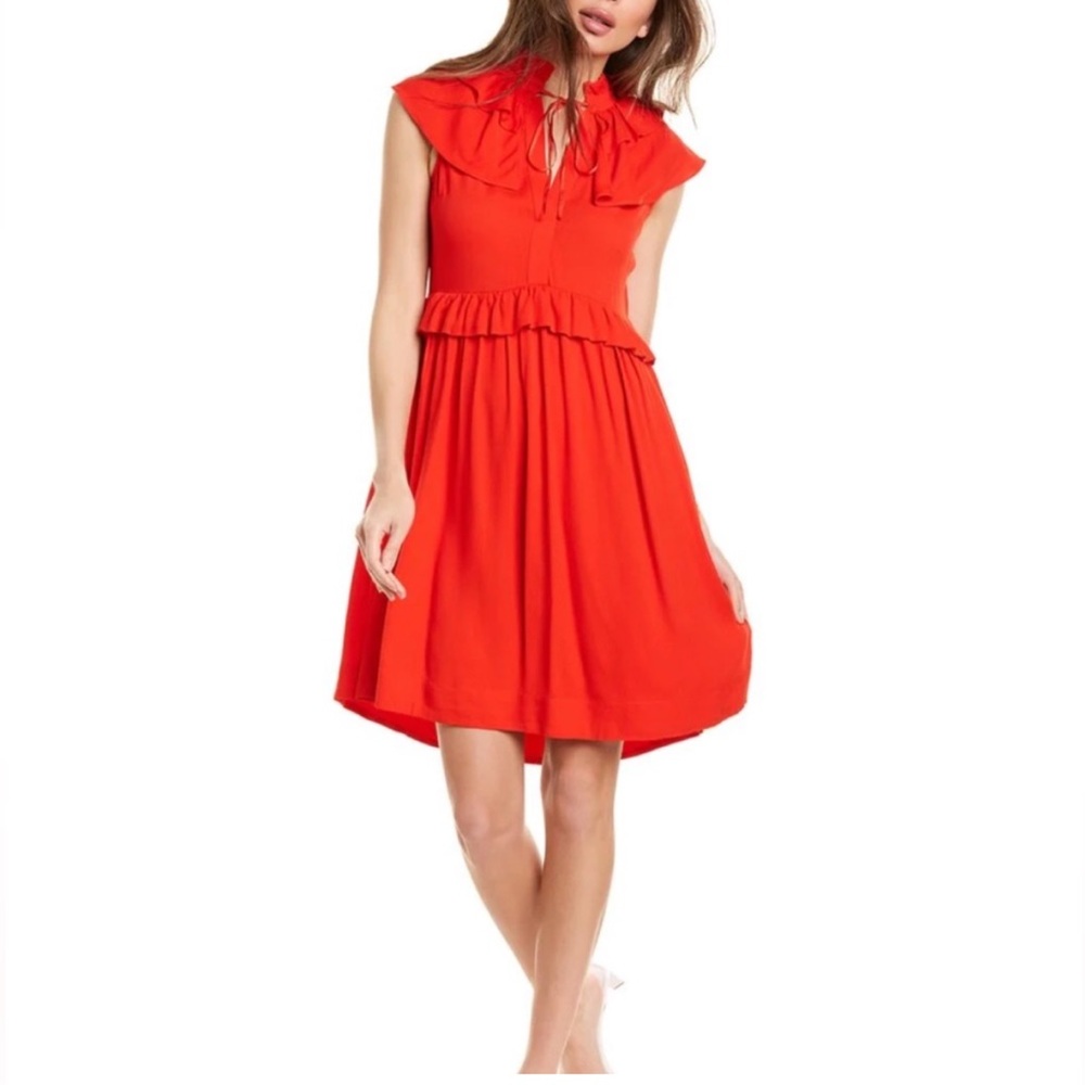 NWT Maje Elegant Red Ruffle Dress